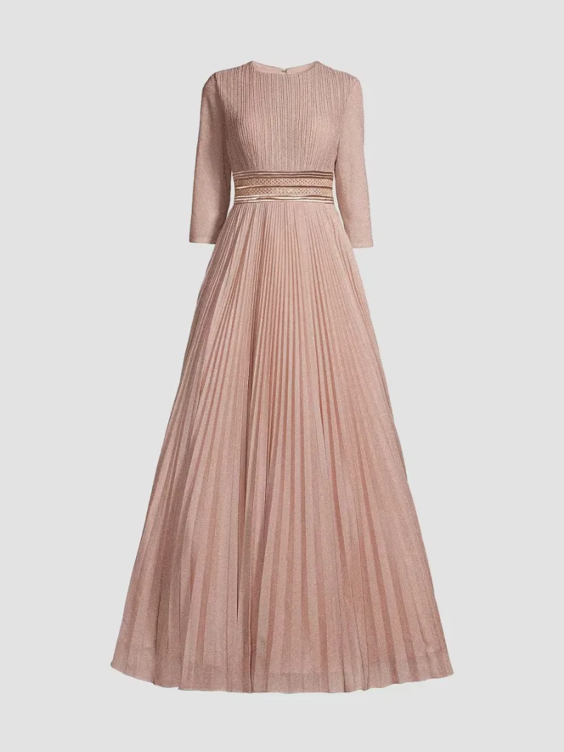 Mac Duggal Women's Shimmering Pleated A-Line Gown - Rose Gold - Size 10