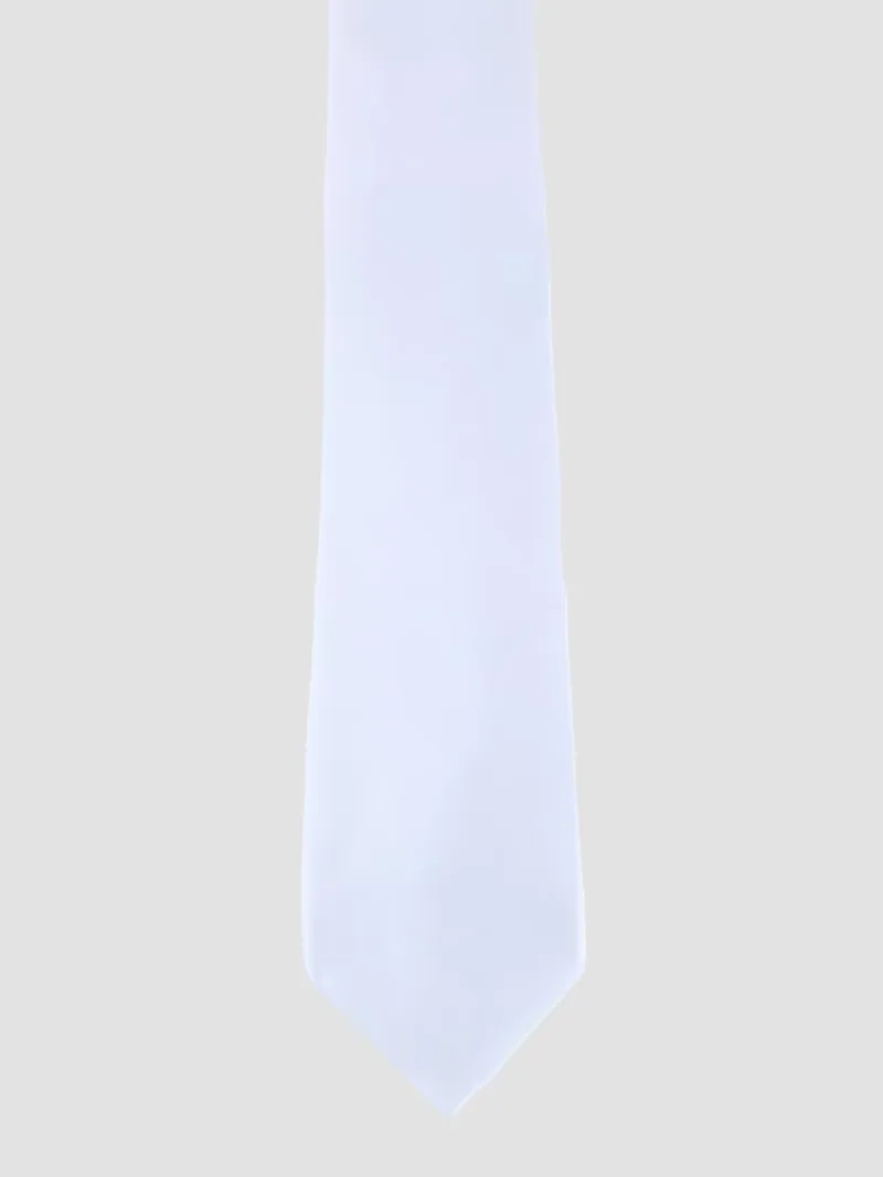 Men Silk Neck Tie - White