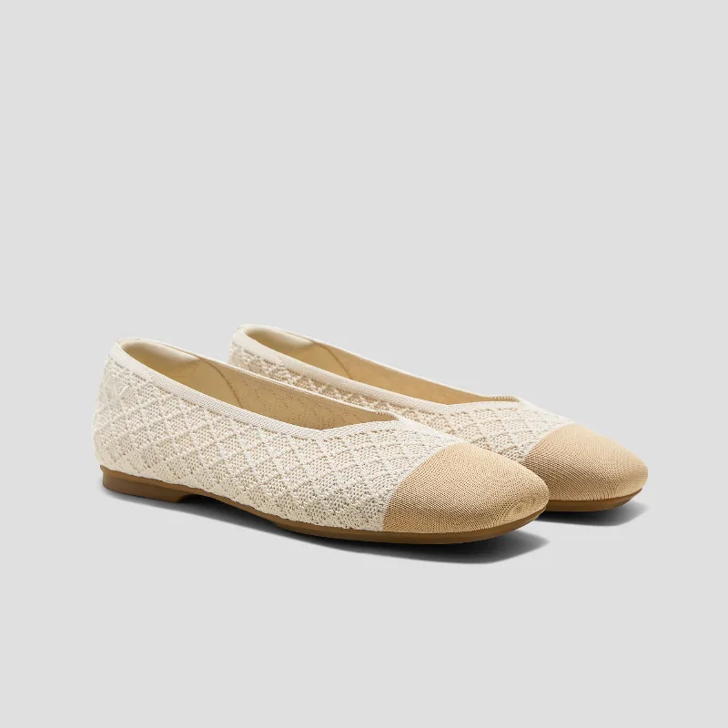 VIVAIA Square-Toe Margot V-Cut Flats (Margot 3.0)|YELLOW APRICOT QUILT|9-9.5