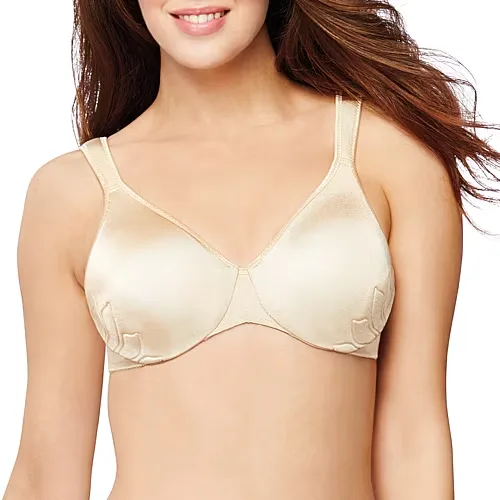 Bali Live It Up Seamless Full Coverage T-Shirt Underwire Full Coverage Bra 3353, D, Beige