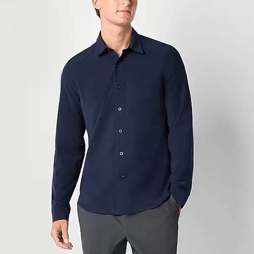Stylus Mens Long Sleeve Regular Fit Button-Down Shirt, Small, Blue