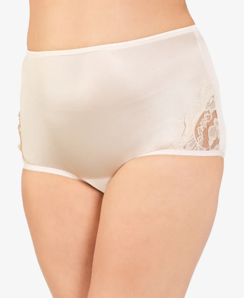Vanity Fair Perfectly Yours Lace Nouveau Nylon Brief Underwear 13001, extended sizes available - Fawn (Nude 5)