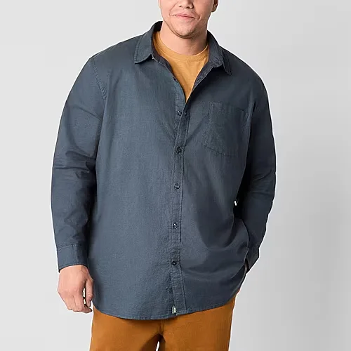 mutual weave Big and Tall Mens Regular Fit Long Sleeve Button-Down Oxford Shirt, 3x-large, Blue