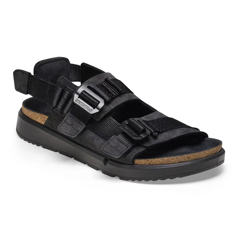BIRKENSTOCK Shinjuku Leather-Textile Black With An Ankle Strap