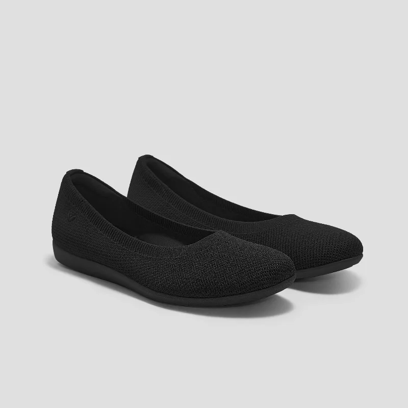 VIVAIA Water-Repellent Round-Toe Walking Flats (Claire Walker)|BLACK|US 6