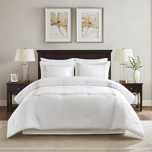 Harbor House Nile Cotton Sateen Oversized 4-pc. Midweight Embroidered Comforter Set, One Size, White