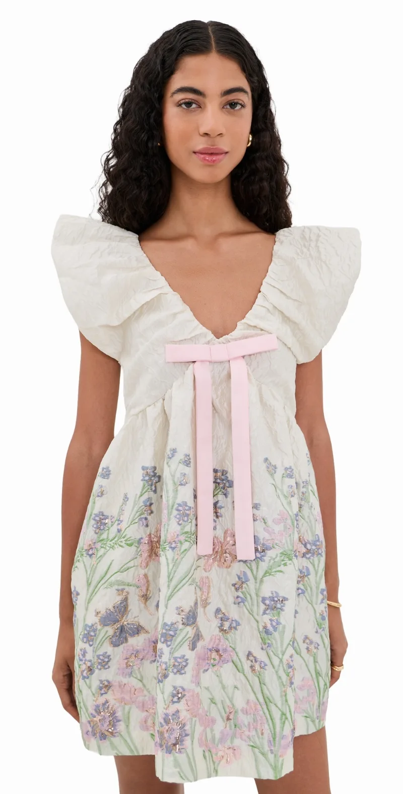 endless rose Jacquard Mini Dress Cream Multi XS