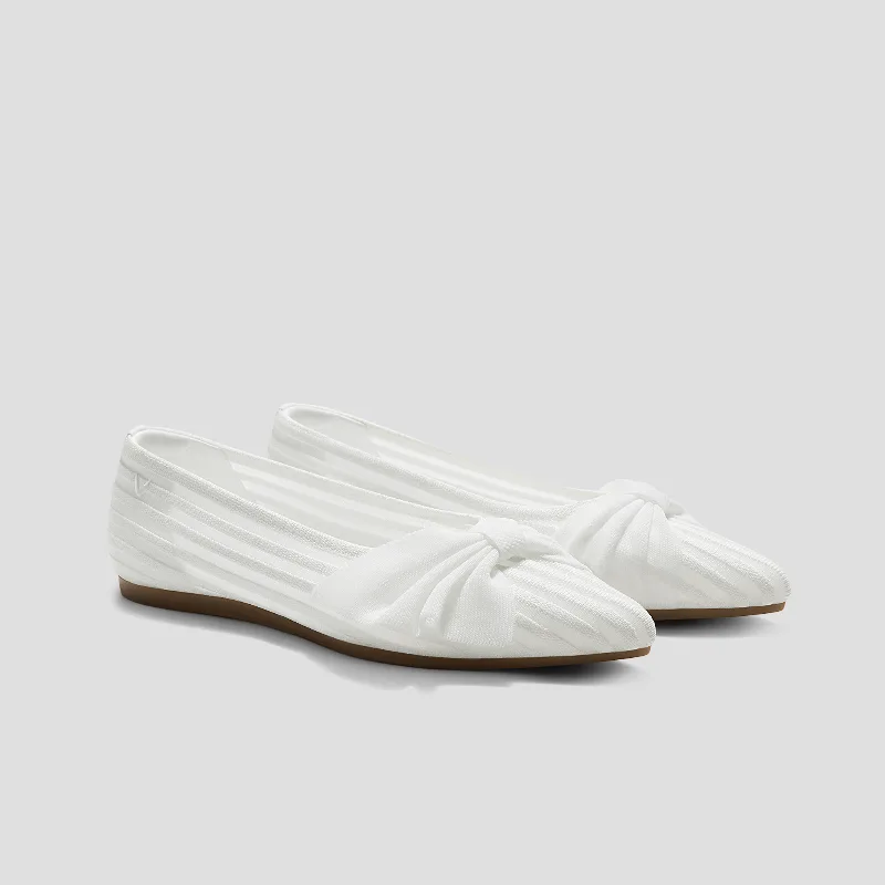 VIVAIA Pointed-Toe Bow Flats (Azura)|WHITE  SHEER STRIPE|9-9.5
