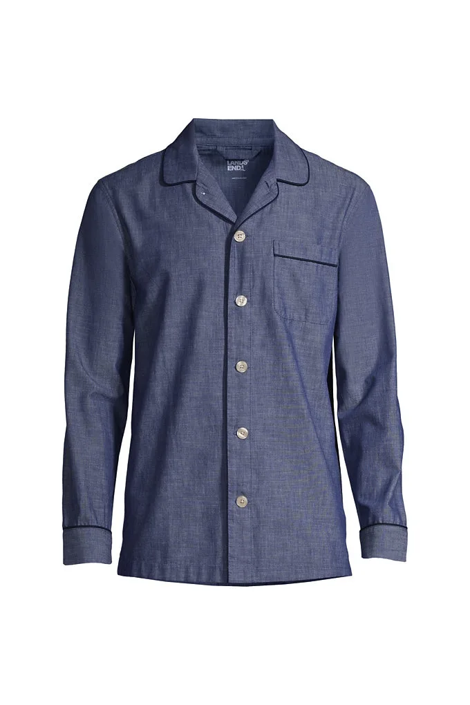 Men's Essential Pajama Shirt - Lands' End - Blue - L
