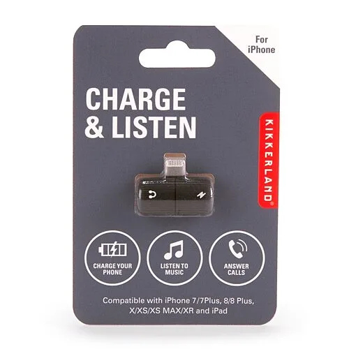 Kikkerland Charge & Listen for iPhone, One Size, Black