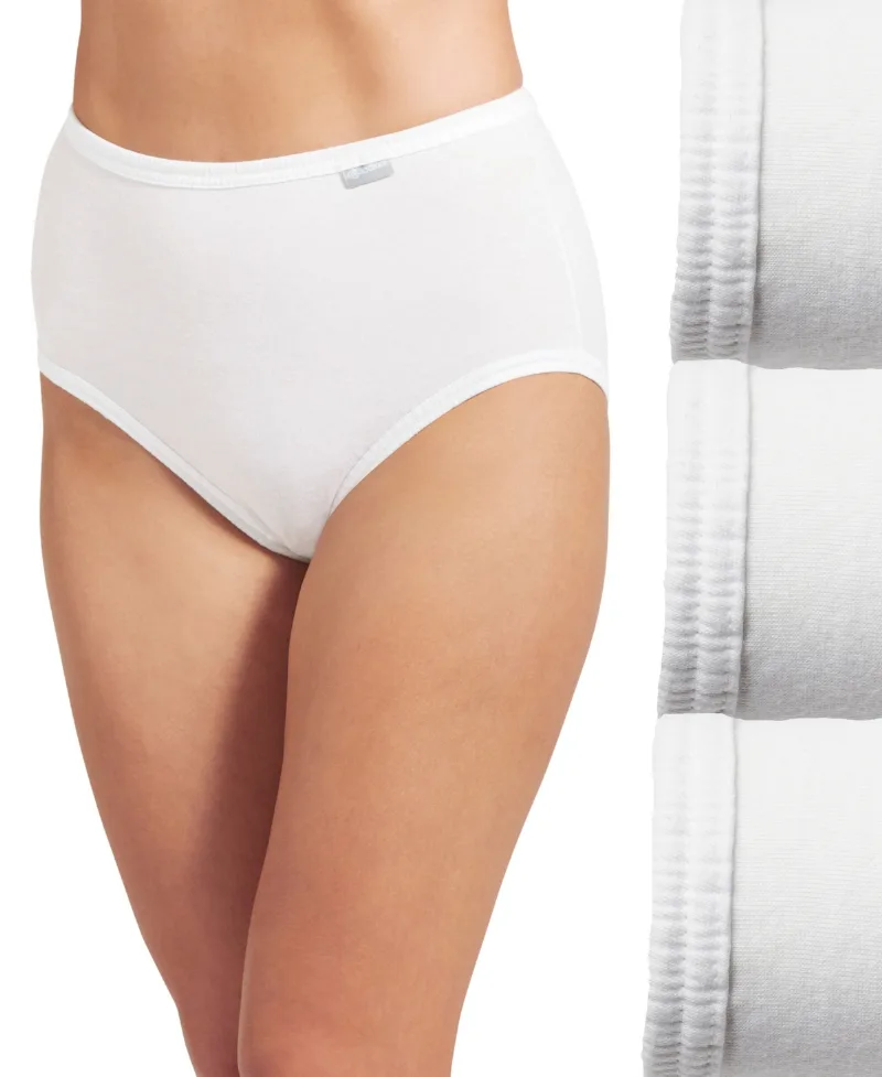 Jockey Elance Brief 3 Pack Underwear 1484, 1486 Extended Sizes - White/White/White