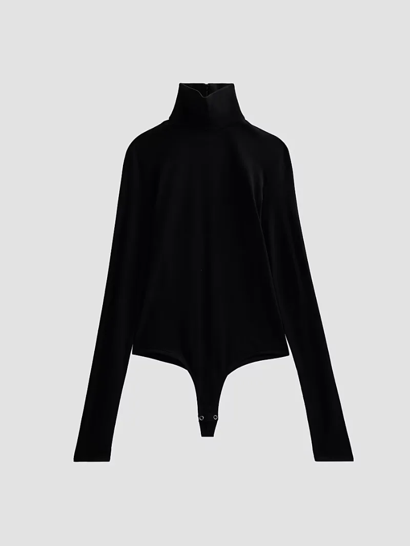Women's Turtleneck Bodysuit - Black - Size Medium
