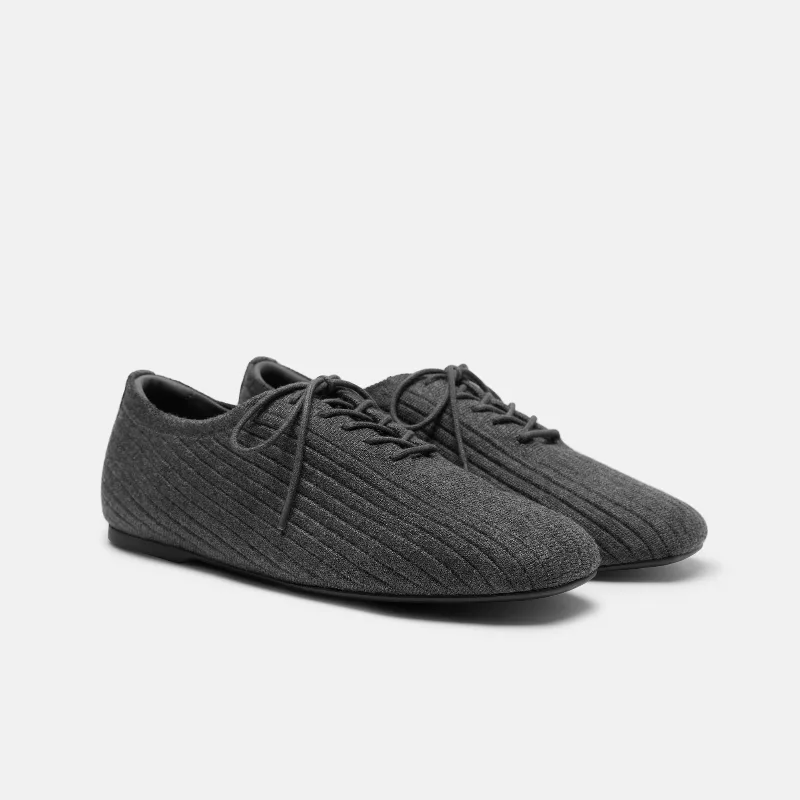 VIVAIA Square-Toe Derby Flats (Cheslea)|RICH GREY WOOL|US 10