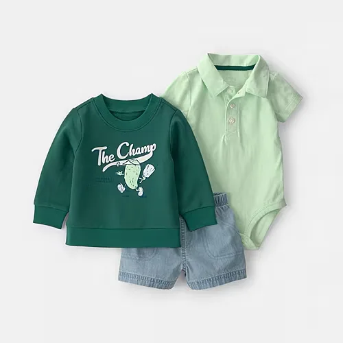 Carter's Baby Boys 3-pc. Short Set, Newborn, Green
