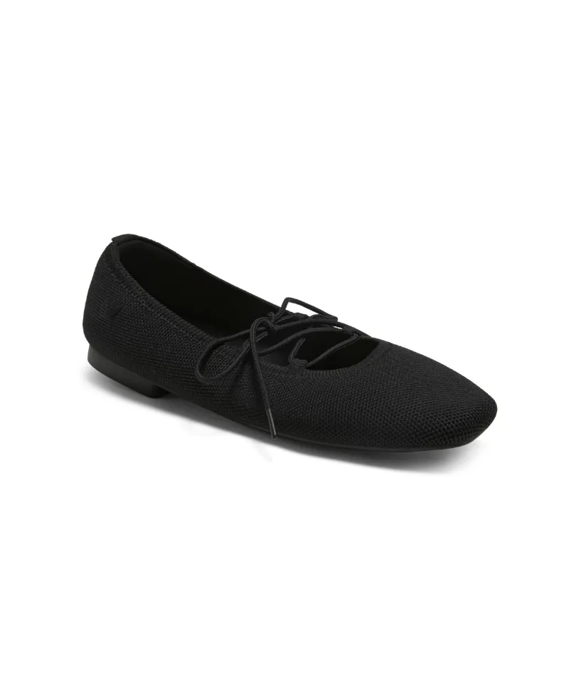 Vivaia Women's Miley 3 Laces Included Square-Toe Lace-Up Mary Janes Flats - Black