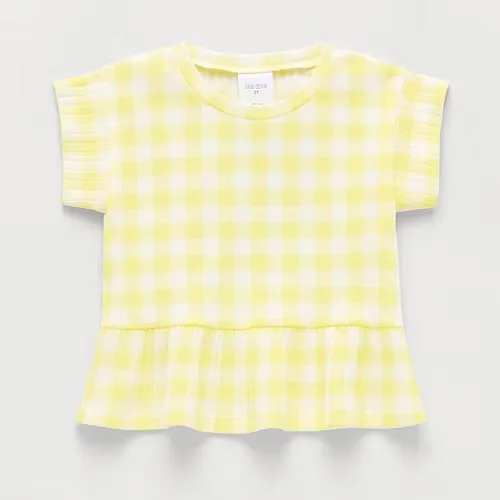 Okie Dokie Toddler & Little Girls Round Neck Short Sleeve Peplum Top, 4t, Yellow