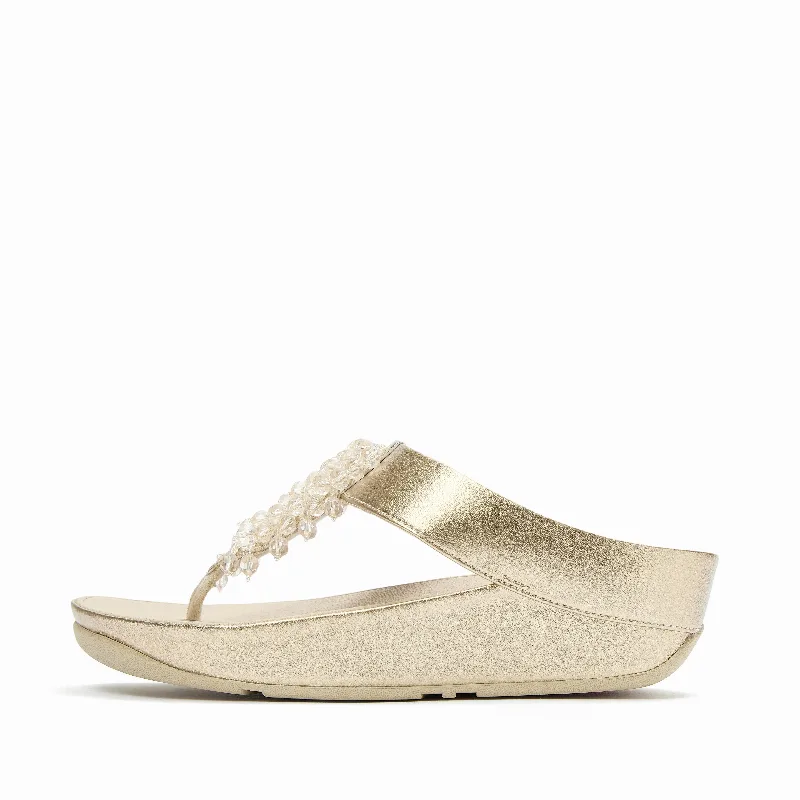 RUMBA Iridescent Beaded Toe-Post Sandals