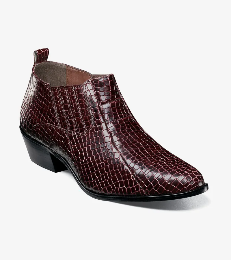 Stacy Adams Shoes Sandoval Cuban Heeled Boot Burgundy Size 10