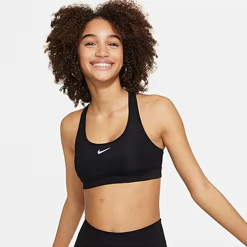 Nike Dri-Fit Swoosh Big Kid Girls Sports Bra, X-large, Black