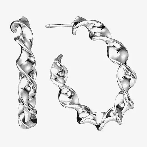 Silver Reflections Twisted Womens 29.4mm Hoop Earrings, One Size