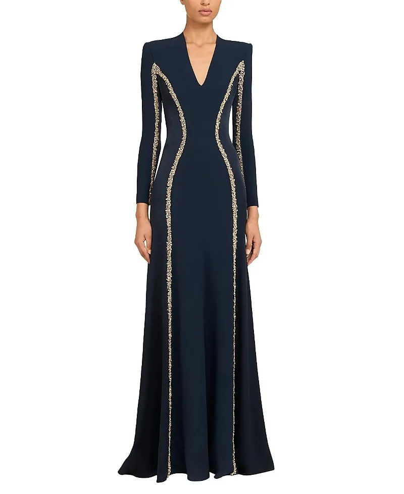 Jenny Packham Ghost orchid Embellished Long-Sleeve Maxi Dress