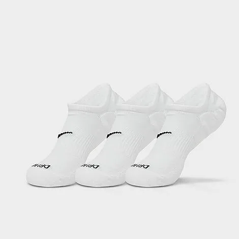 Nike Women's Everyday Plus Cushioned Training Footie Socks (3-Pack) in White/Black Size: Large