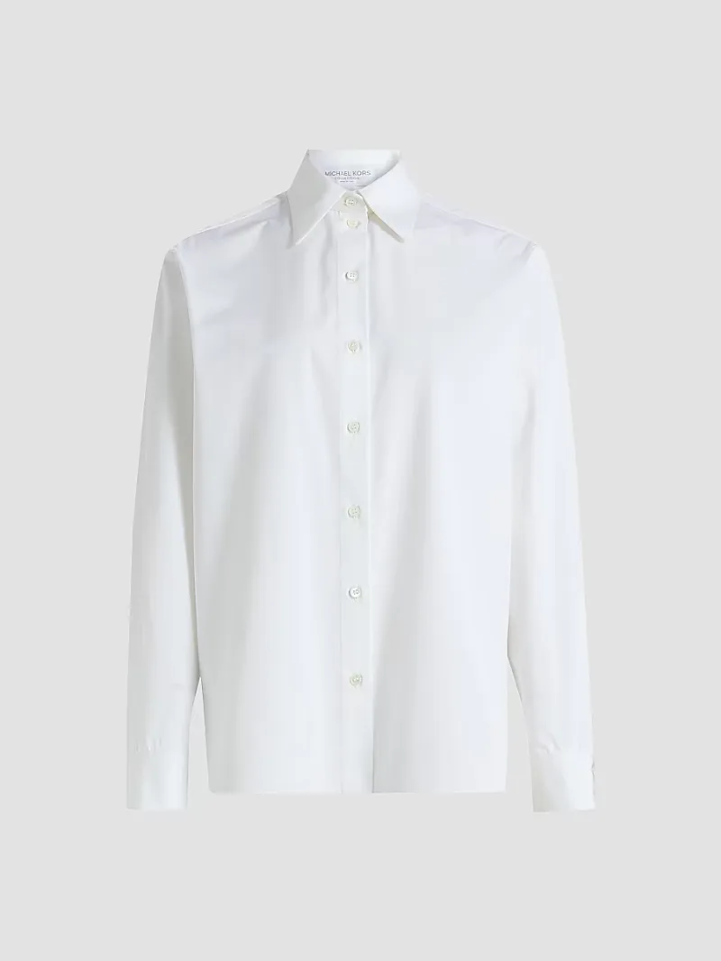 Michael Kors Collection Women's Katia Cotton Button-Front Shirt - Optic White - Size 14