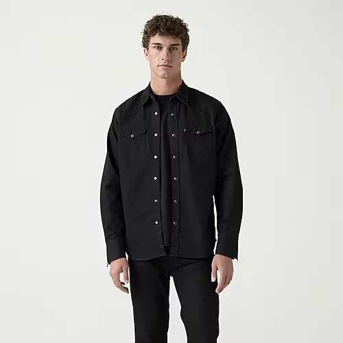 Levi's Mens Long Sleeve Western Shirt, X-large, Black