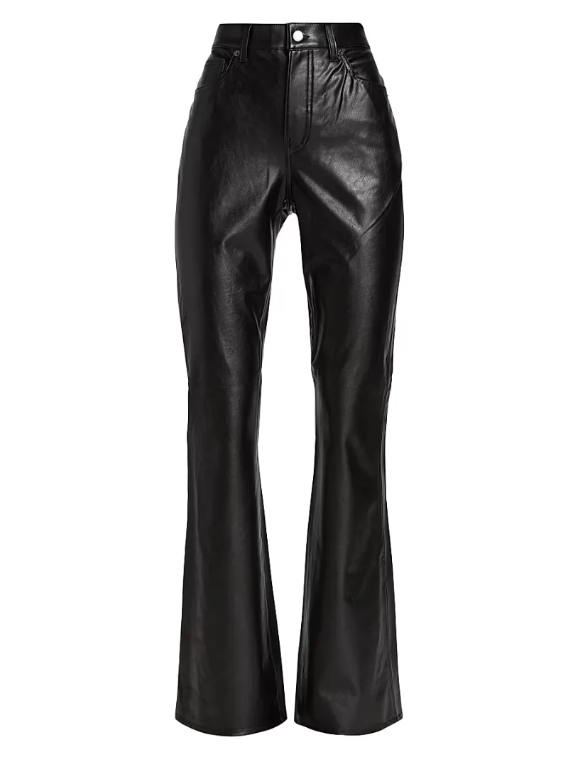 Veronica Beard Women's Beverly Faux Leather Flared Pants - Black - Size 24