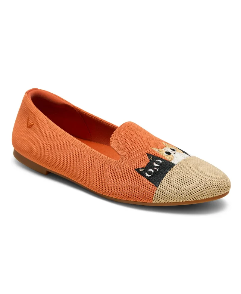 Vivaia Women's Audrey Round-Toe Slip-On Embroidered Loafers - Apricot/nude - rural cat