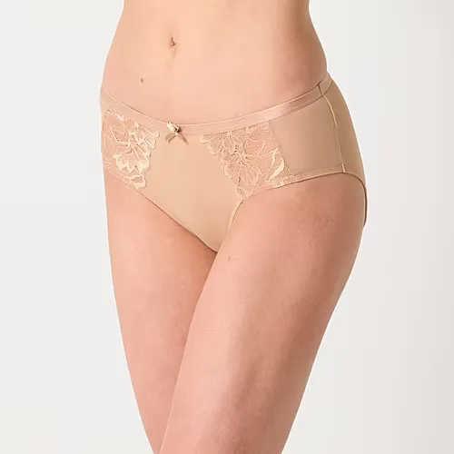 Ambrielle Tulip Lace Hipster Panty, Xx-large, Beige