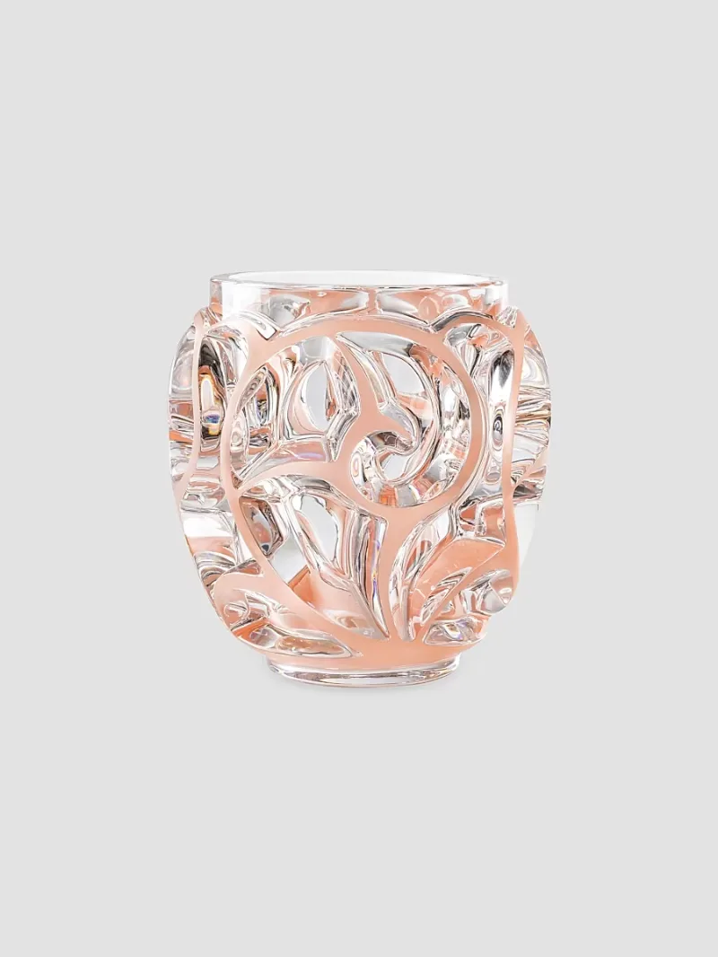 Lalique 100 Years Tourbillons Medium Crystal Vase - Coral Patina