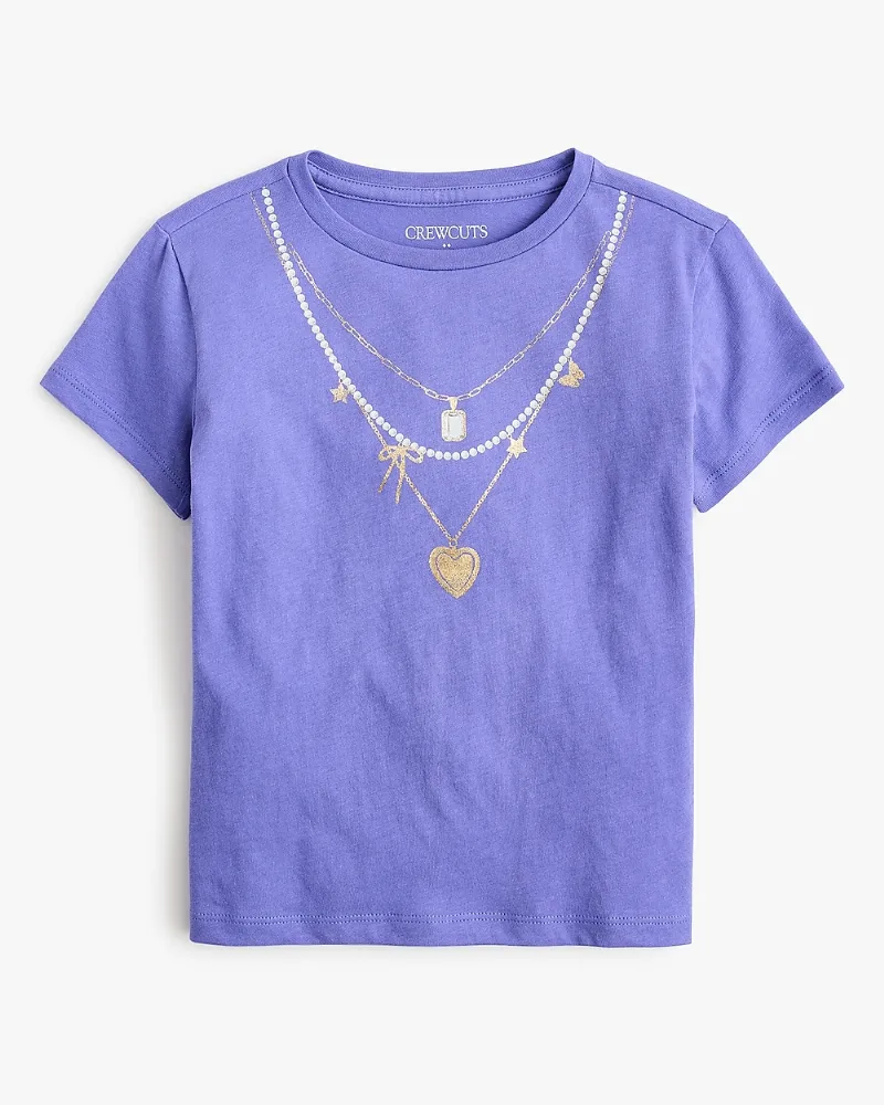 Girls' 100% cotton necklace stack graphic tee