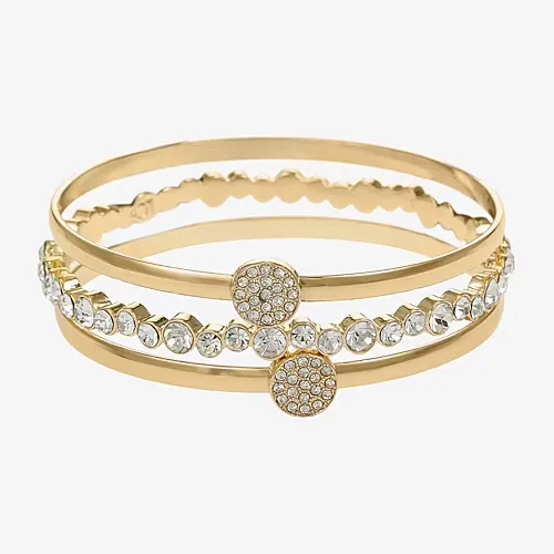 Liz Claiborne Pave Bangle Womens 3-pc. Glass Bracelet Set, One Size, Yellow