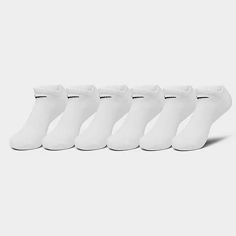 Nike Everyday Cushioned Training No-Show Socks (6-Pack) in White/Black Size: Large
