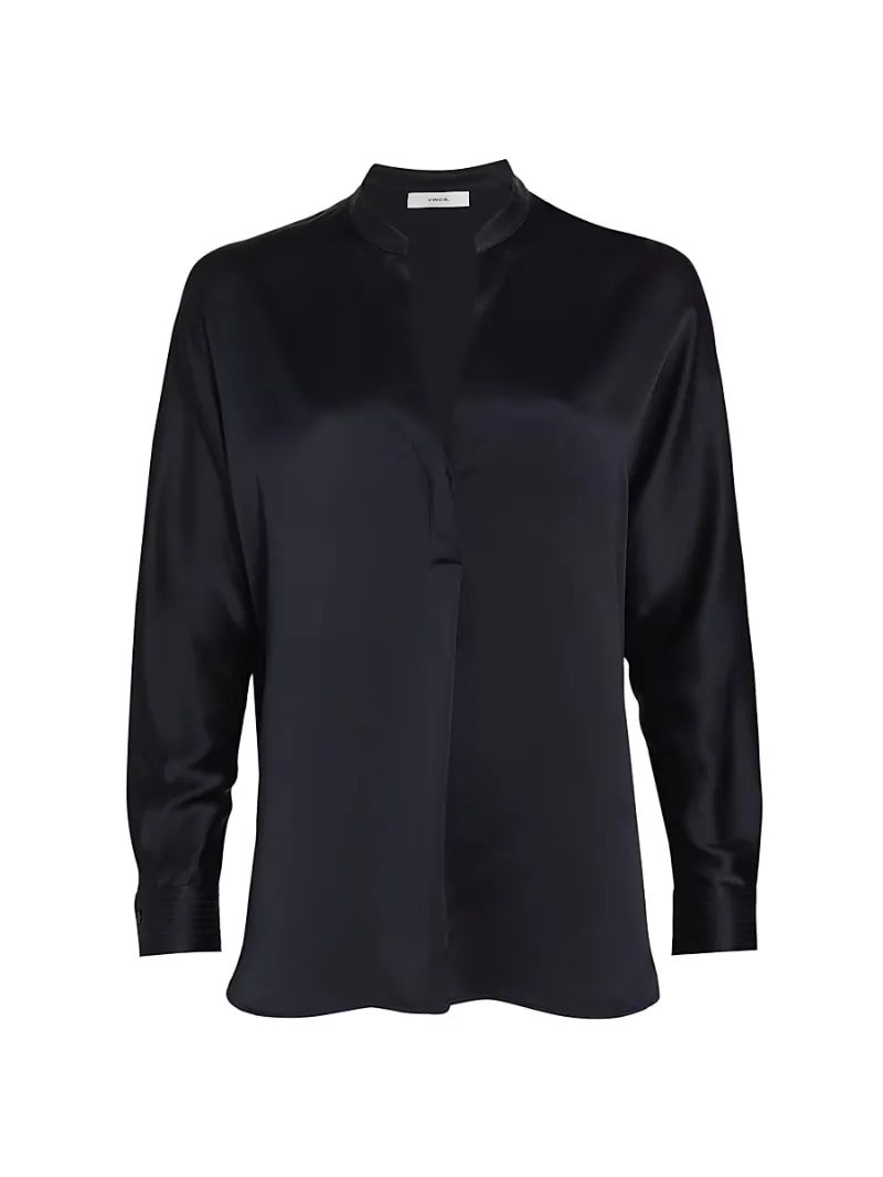 Vince Women's Silk Long-Sleeve Blouse - Coastal - Size XS
