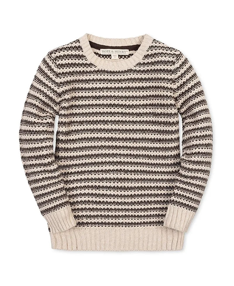 Hope & Henry Boys' Organic Striped Crew Neck Pullover Sweater - Little Kid, Big Kid