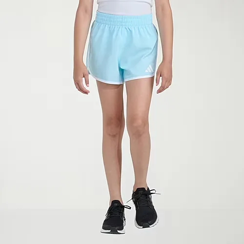 adidas Big Kid Girls Mid Rise Running Short, M Plus (10/12 Plus), Blue