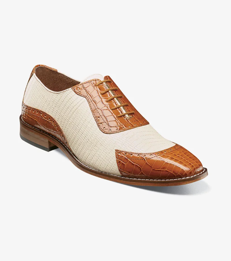 Stacy Adams Shoes Tarango Modified Cap Toe Oxford Tan Multi Size 9.5