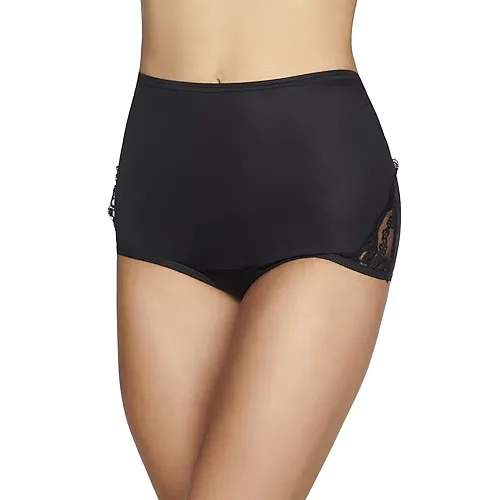 Vanity Fair Perfectly Yours Lace Nouveau Nylon Brief - 13001, 10, Black