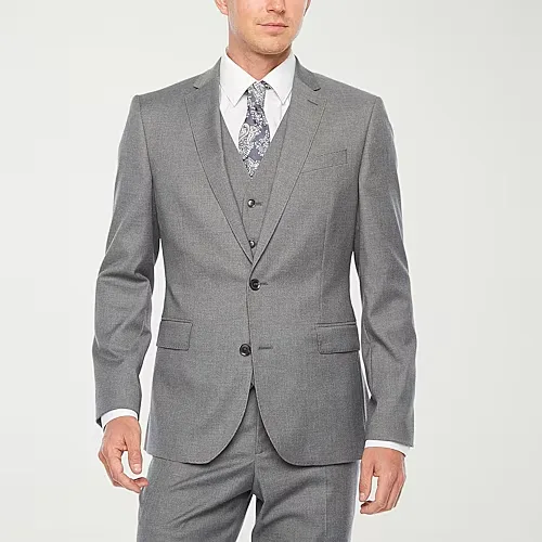 J. Ferrar Ultra Comfort Mens Stretch Fabric Slim Fit Suit Jacket, 44 Regular, Gray