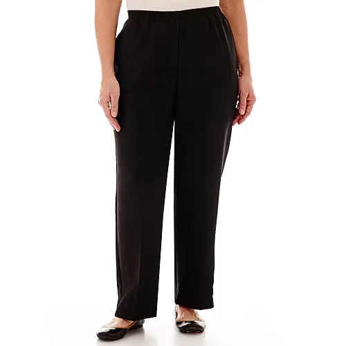 Alfred Dunner Classics Womens Plus Straight Pull-On Pants, 18w, Black