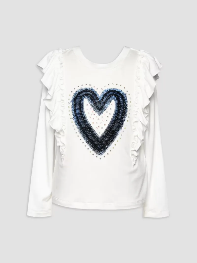 Girl's Little Girl's & Girl's Embellished Ruffle-Trim Top - White - Size 2