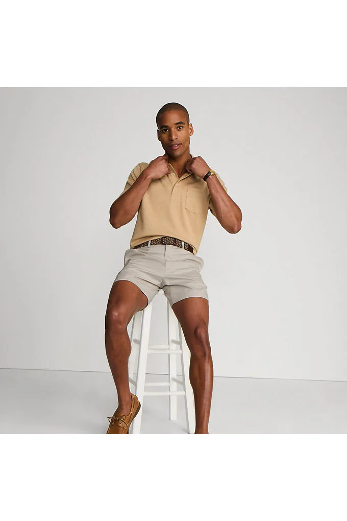 Men's No Iron 6" Comfort Waist Plain Front Chino Short - Lands' End - Tan - 32
