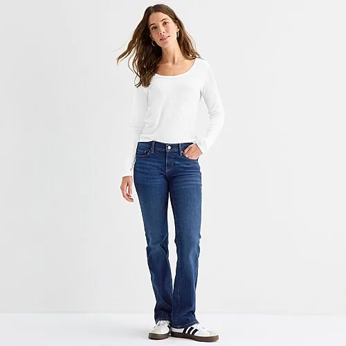 A.N.A Womens Low Rise Bootcut Jean, 12, Blue