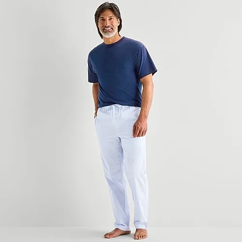 St. John's Bay Mens Crew Neck Short Sleeve Pajama Top, Medium, Blue