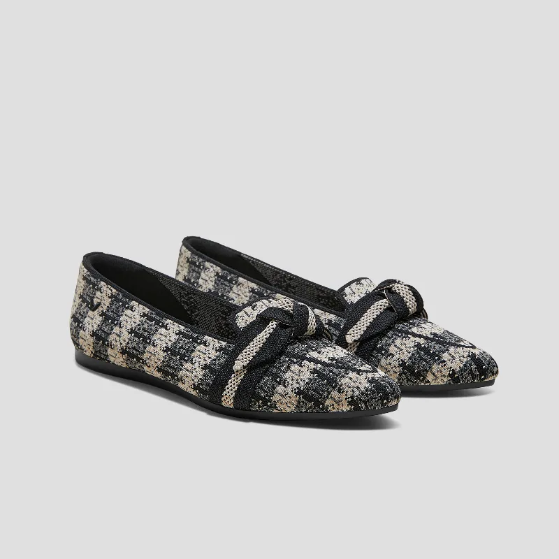 VIVAIA Pointed-Toe Bow Loafers (Michelle 2.0)|BLACK ALMOND WOOLEN|US 10.5