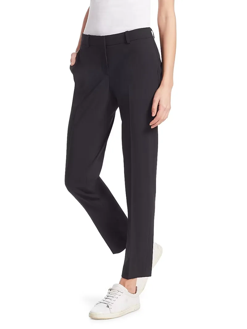 Theory Women's Treeca Skinny-Leg Cropped Classic Suiting Pants - Black - Size 0