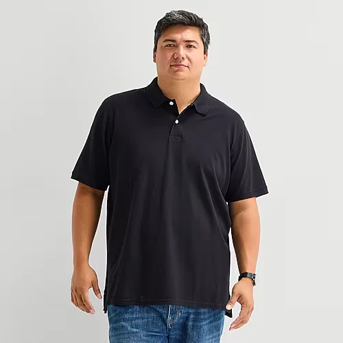 St. John's Bay Premium Stretch Big and Tall Mens Classic Fit Short Sleeve Polo Shirt, Large Tall, Black
