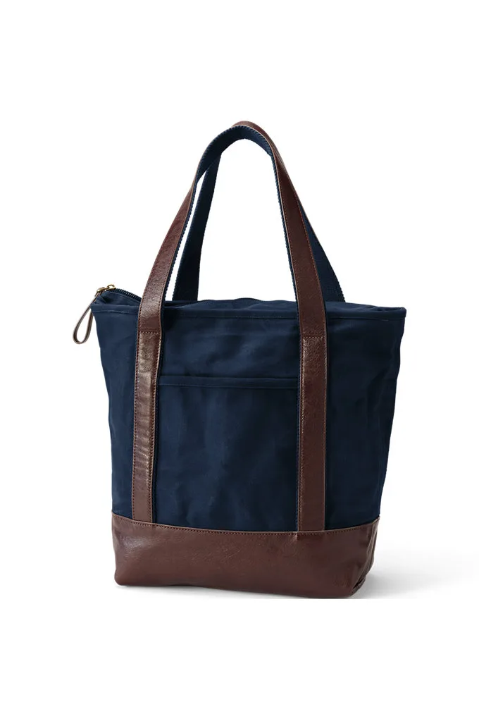 Waxed Canvas Tote - Lands' End - Blue